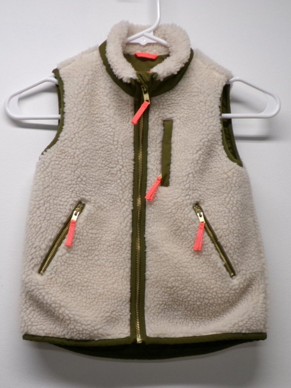 Crewcuts J Crew High Pile Retro Sherpa Fleece Full Zip Vest Girls sz 4/5